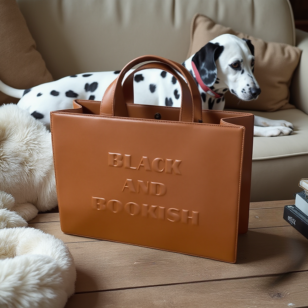 {Pre-Order}Black and Bookish Leather Handbag with Removable Strap – Perfect for Black Women Who Love Fashion and Reading