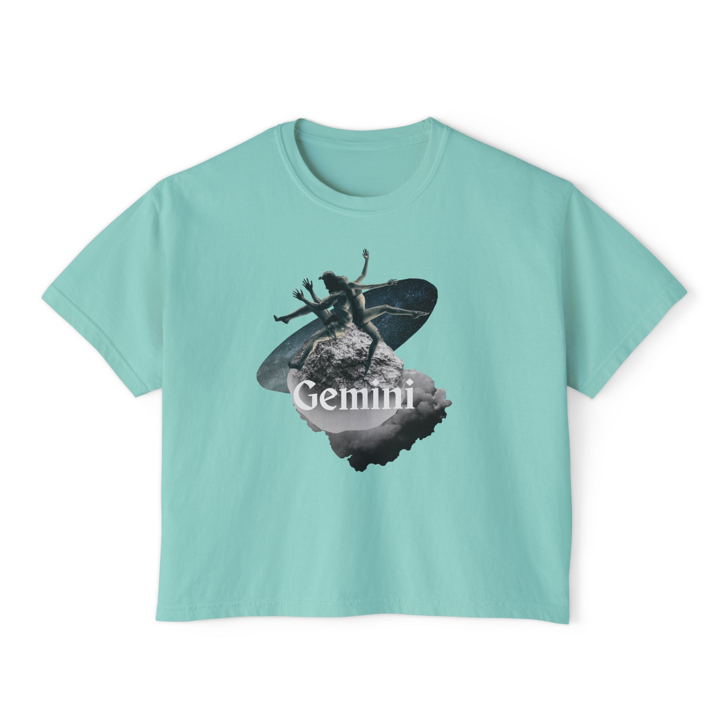 Gemini Zodiac Women's Boxy Tee — Astrological Twin Star Graphic
