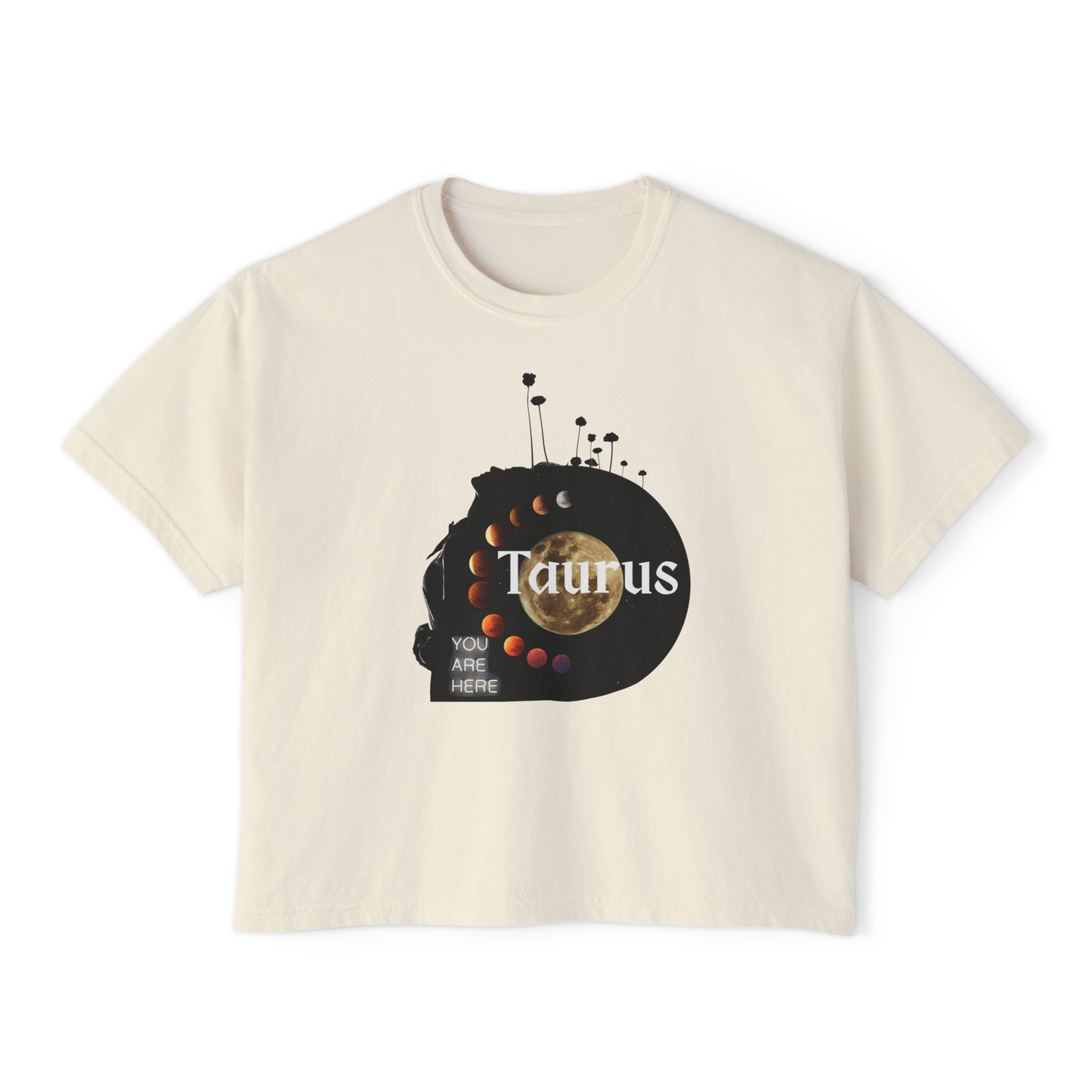 Taurus Zodiac Boxy Tee — You Are Here Astrological Graphic Shirt