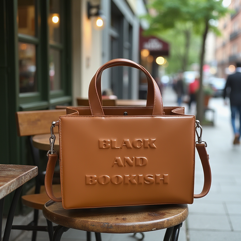 {Pre-Order}Black and Bookish Leather Handbag with Removable Strap – Perfect for Black Women Who Love Fashion and Reading