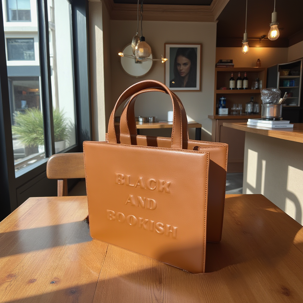 {Pre-Order}Black and Bookish Leather Handbag with Removable Strap – Perfect for Black Women Who Love Fashion and Reading