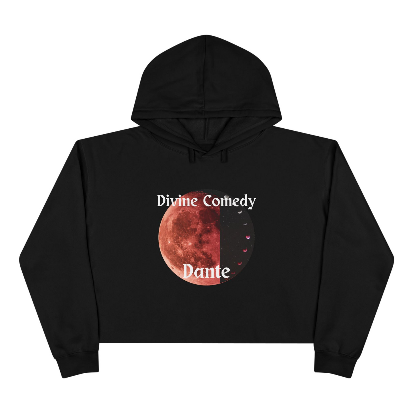 Divine Comedy Dante Moon Crop Hoodie — Literary Gothic Graphic Crop Sweatshirt