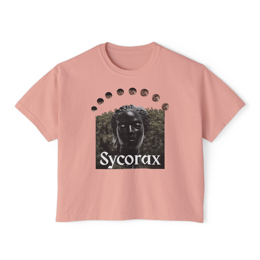 SYCORAX Moonphase Women's Boxy Tee — Gothic Art Graphic Shirt