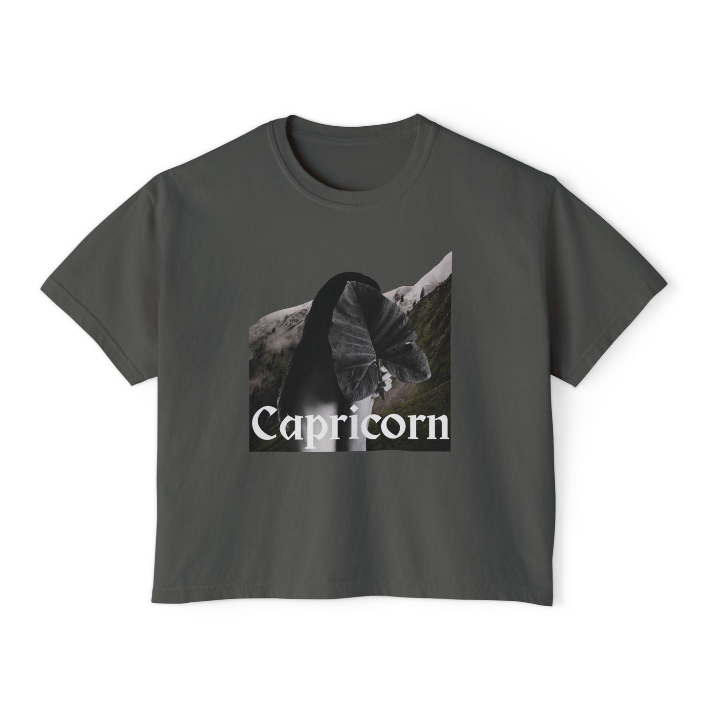 Capricorn Goat Graphic Tee — Women's Astrological Boxy T-Shirt