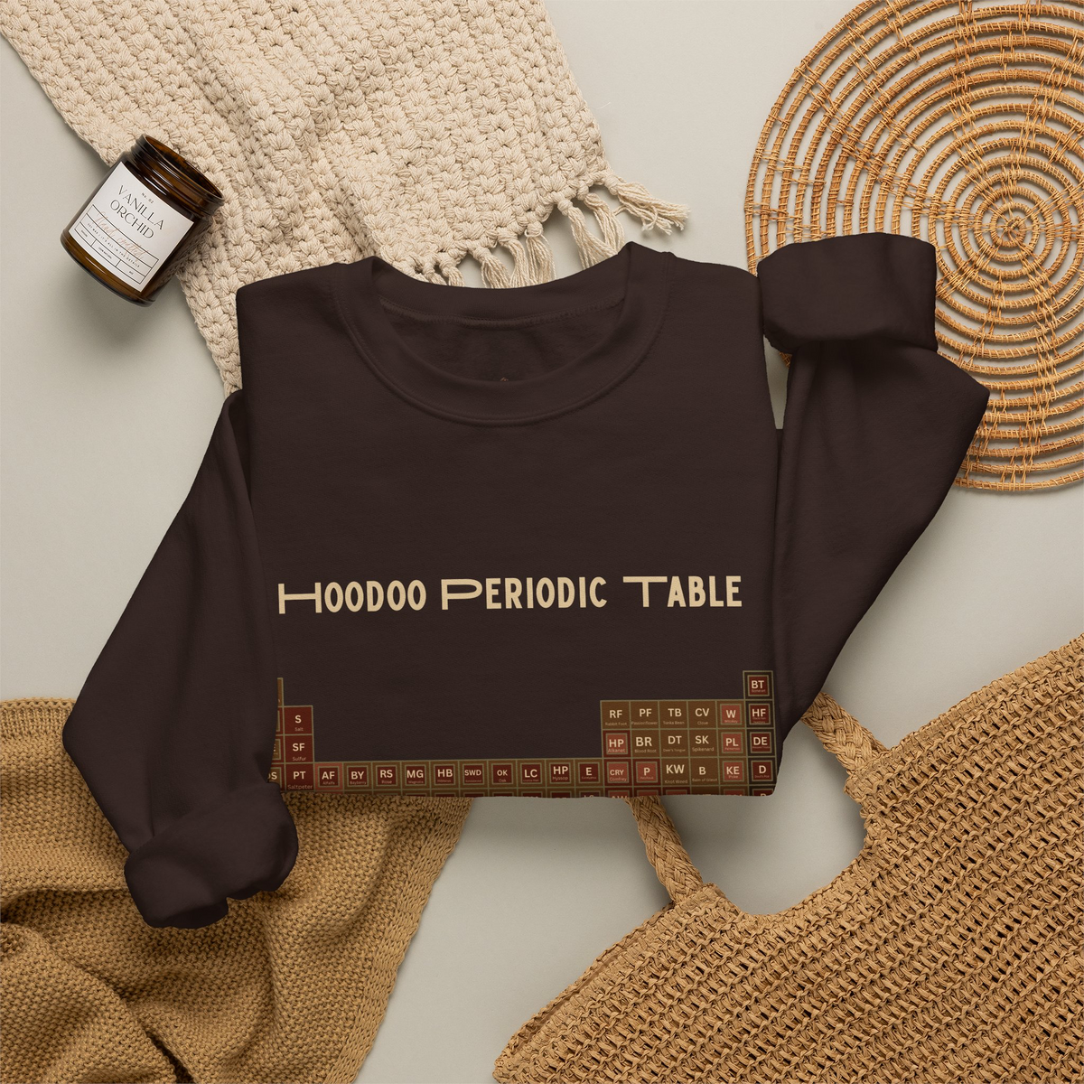 Brown Hoodoo Periodic Table Sweatshirt — Witchy Chemistry Crewneck
