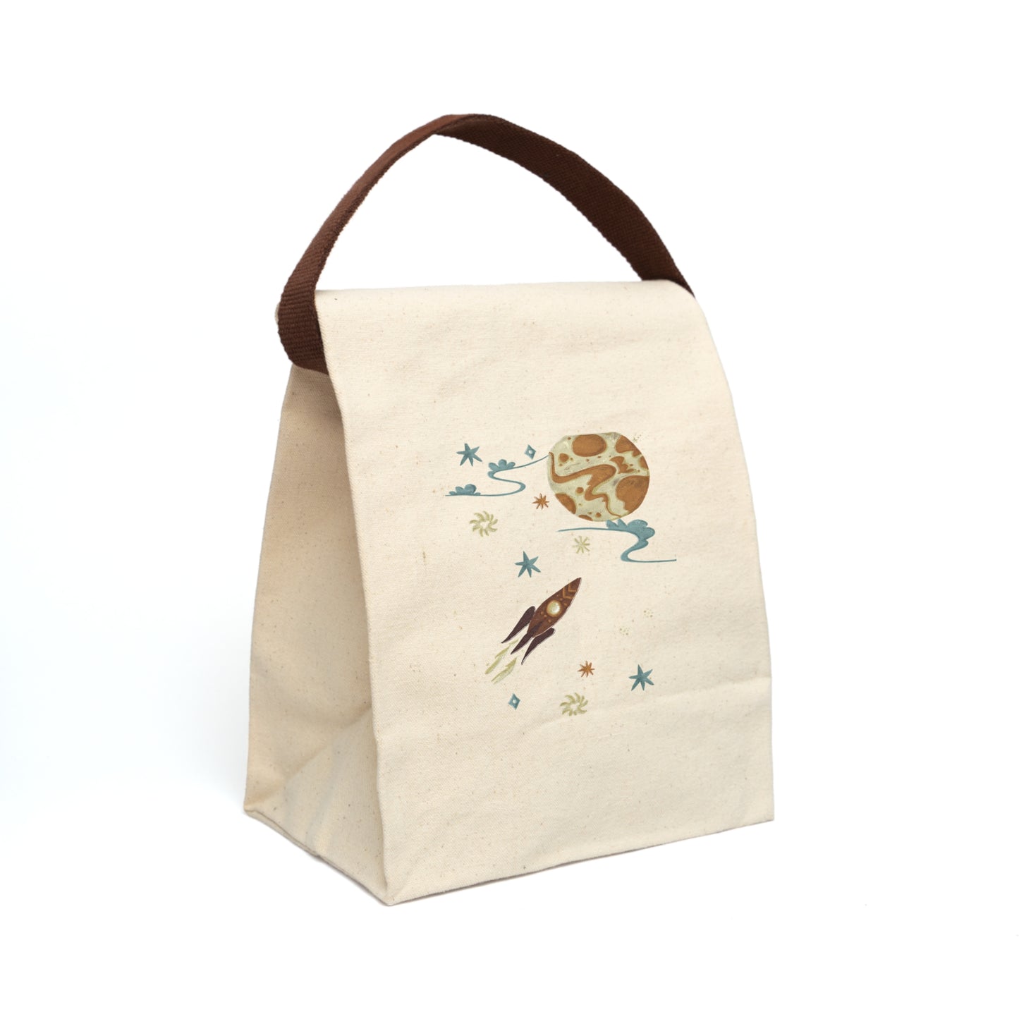 Space Adventure Canvas Lunch Bag with Strap, Eco-Friendly Lunch Tote, Kids Lunch Bag, School Lunch Organizer, Picnic Bag, Unique Gift