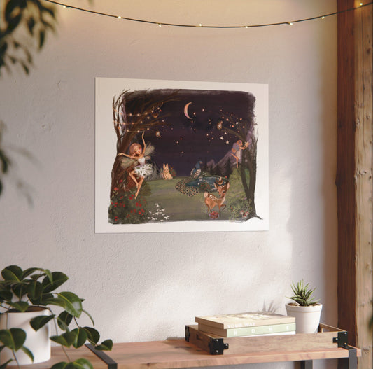 Whimsical Fairy Watercolor Poster Art, Magical Wall Decor, Boho Home Decoration, Enchanted Forest Print, Kids Room Decor, Nature Theme Art