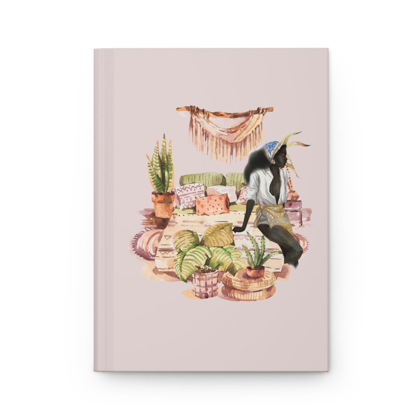 Boho Plant Room Hardcover Journal — "Meditate, Hydrate, Exfoliate, Create, Be Great"