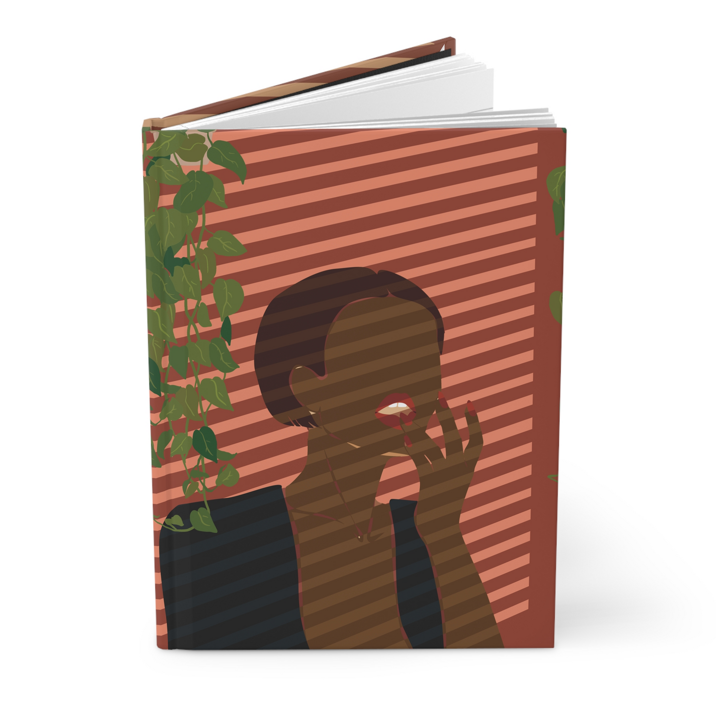 Botanical Shadow Hardcover Journal — Tropical Leaves & Figure Matte Notebook
