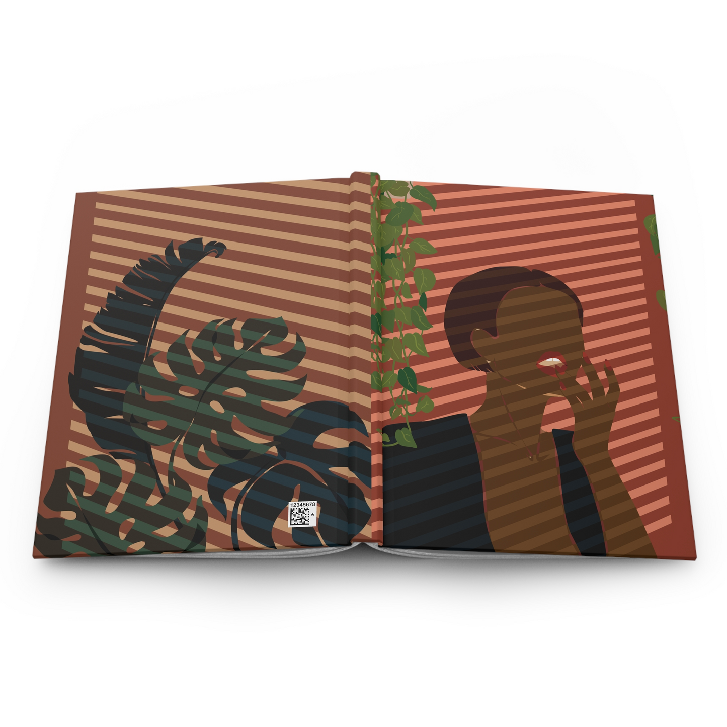 Botanical Shadow Hardcover Journal — Tropical Leaves & Figure Matte Notebook