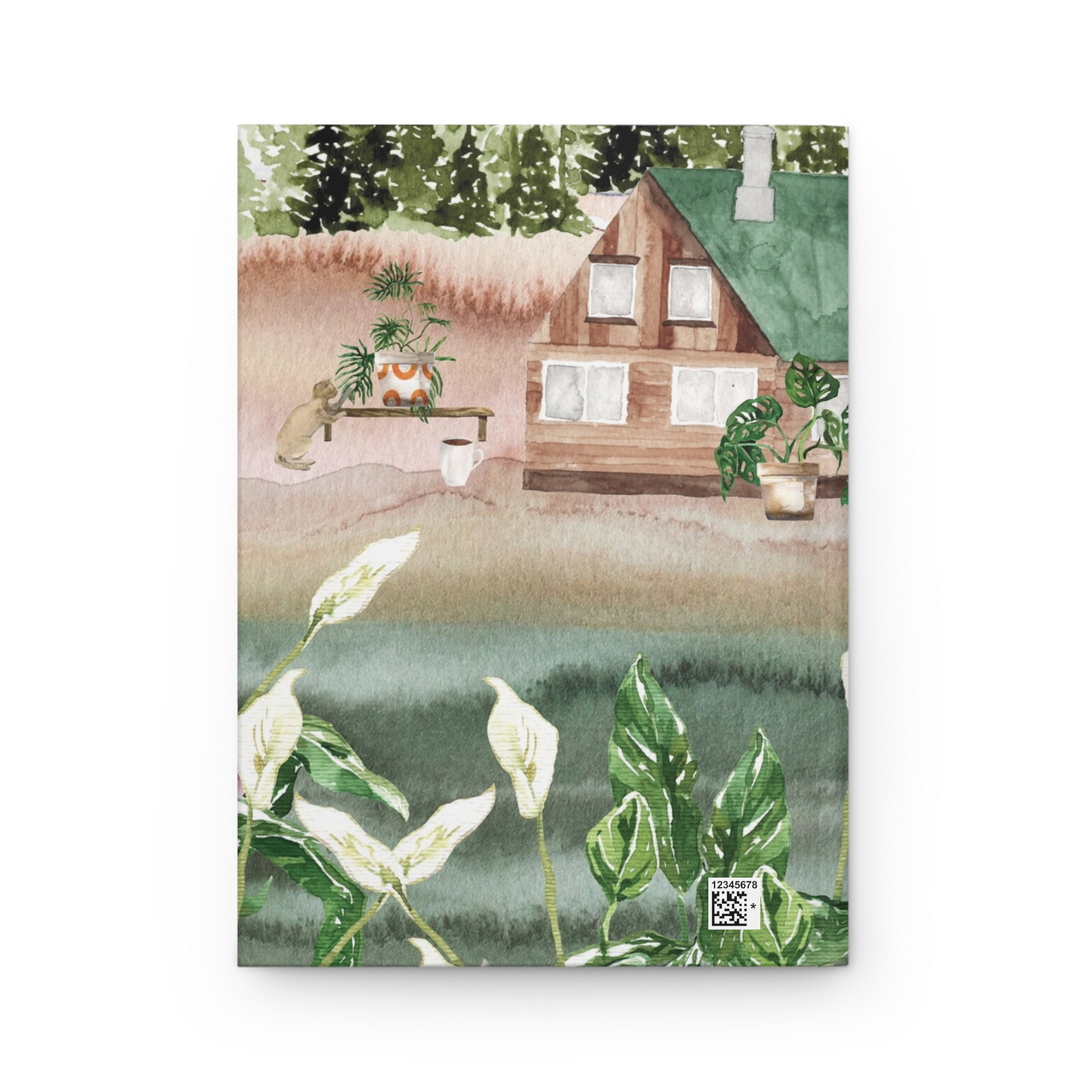 Botanical Cottage Hardcover Journal — Floral Girl Watercolor Notebook for Nature Lovers