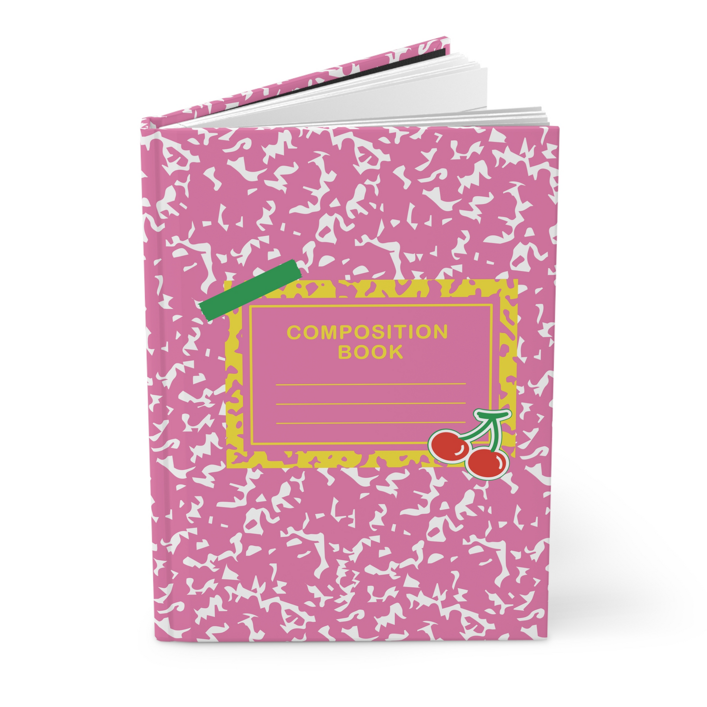 Pink Composition Book Hardcover Journal — Retro Cherry Notebook