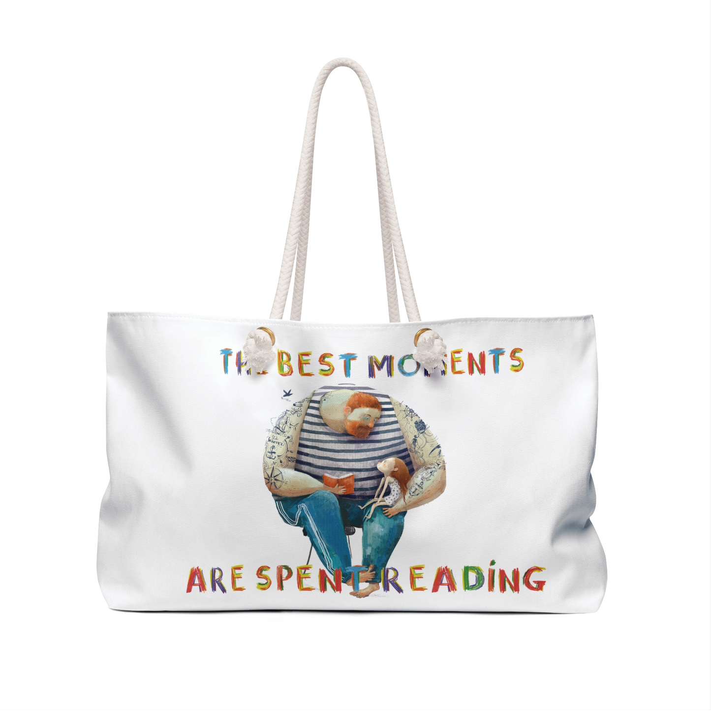 Book Lover Weekender Bag — "The Best Moments Are Spent Reading" Travel Tote