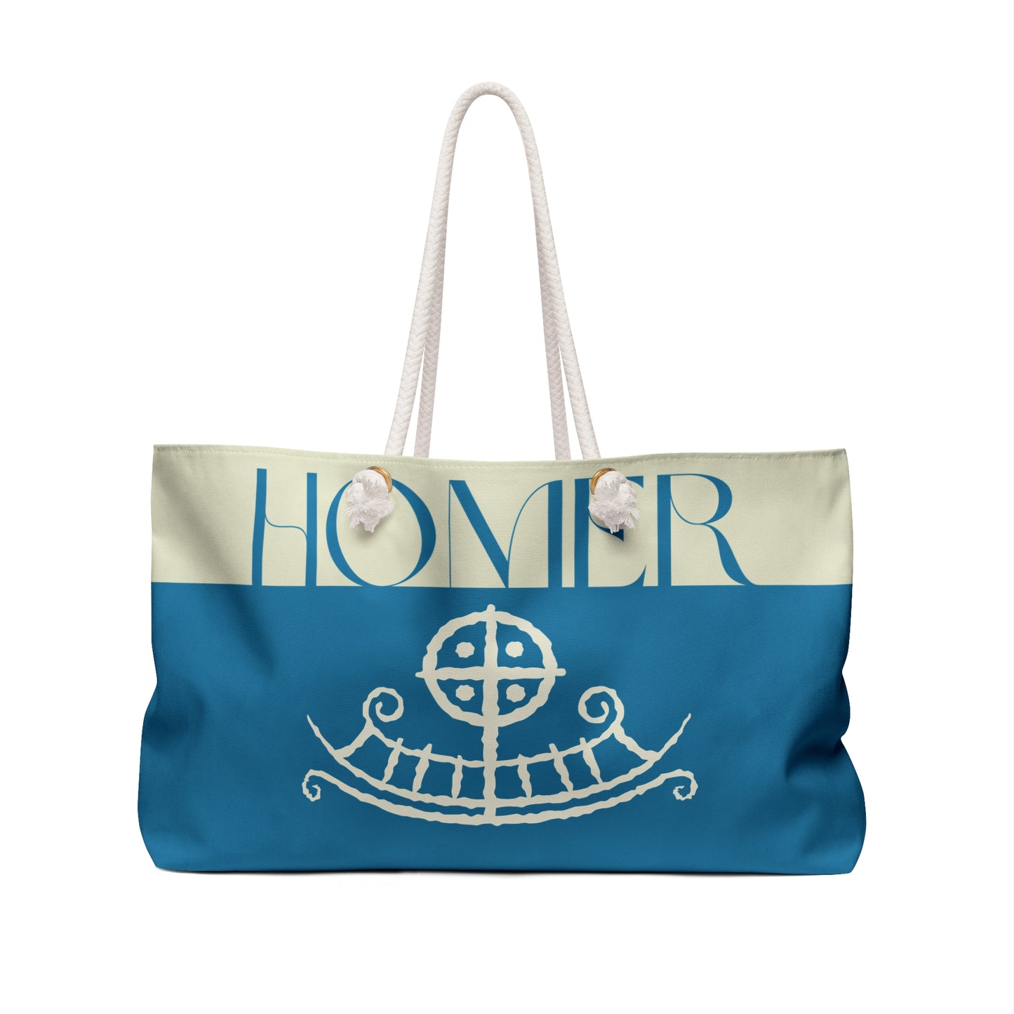 Homer Nautical Weekender Bag — Coastal Travel Tote with Ship Motif