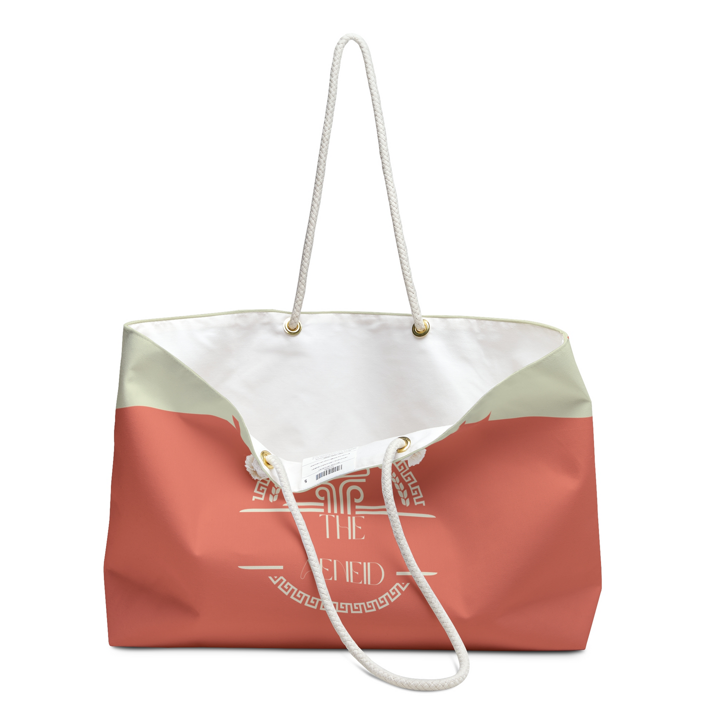 Virgil Monogram Weekender Bag — Coral & Cream Travel Tote
